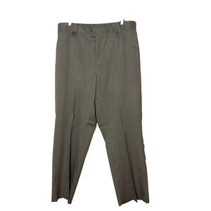 CJ Banks Dress Pants Sz 16W Straight Leg Stretch Waist Tan/Gray Button Detail